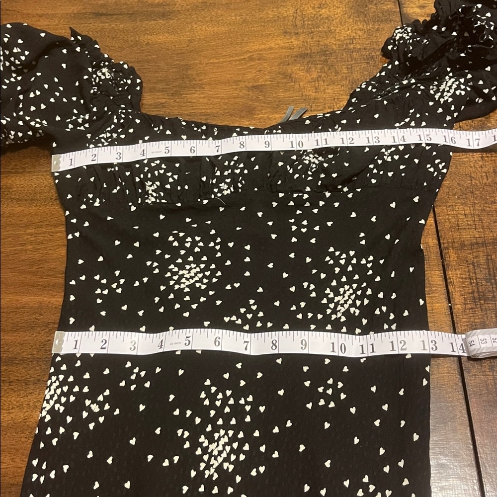 Anthropologie Black and White Heart Pattern Empire Waist Dress - Picture 13 of 16